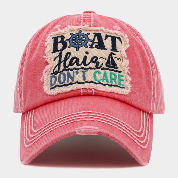 Boat Hair Don't Care Distressed Denim Ball Cap for Ladies, Vintage Hat - Picture 3 of 5
